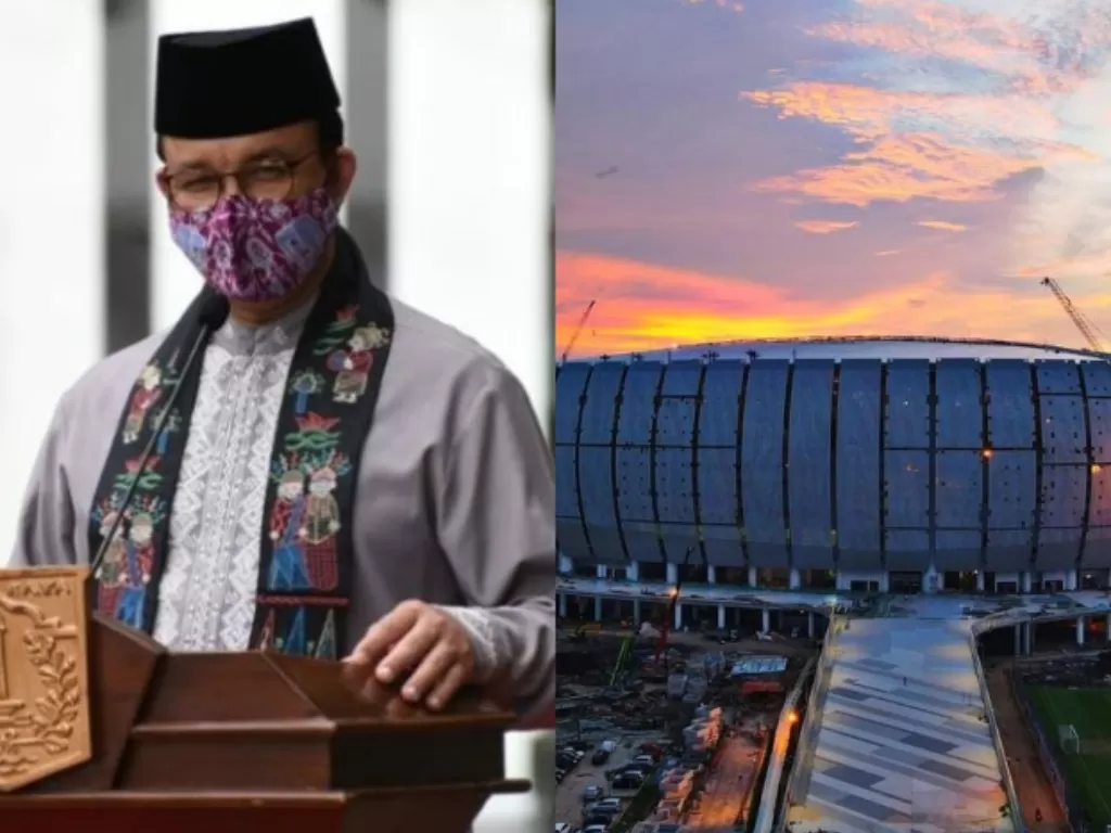 Kiri: Gubernur DKI Jakarta Anies Baswdan (Dok. Pemprov DKI) /Kanan: Jakarta International Stadium (Instagram/@jakinstadium)