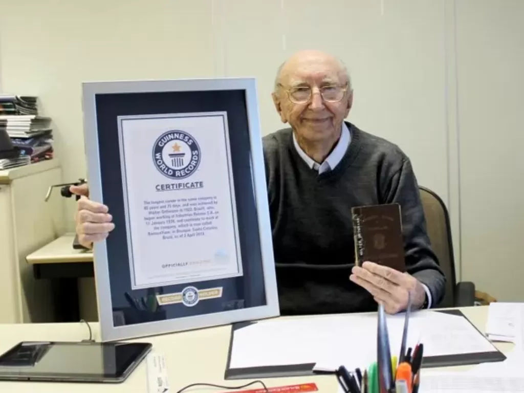 Walter Orthmann, pria yang bekerja selama 84 tahun di perusahaan yang sama. (Guinness World Records)