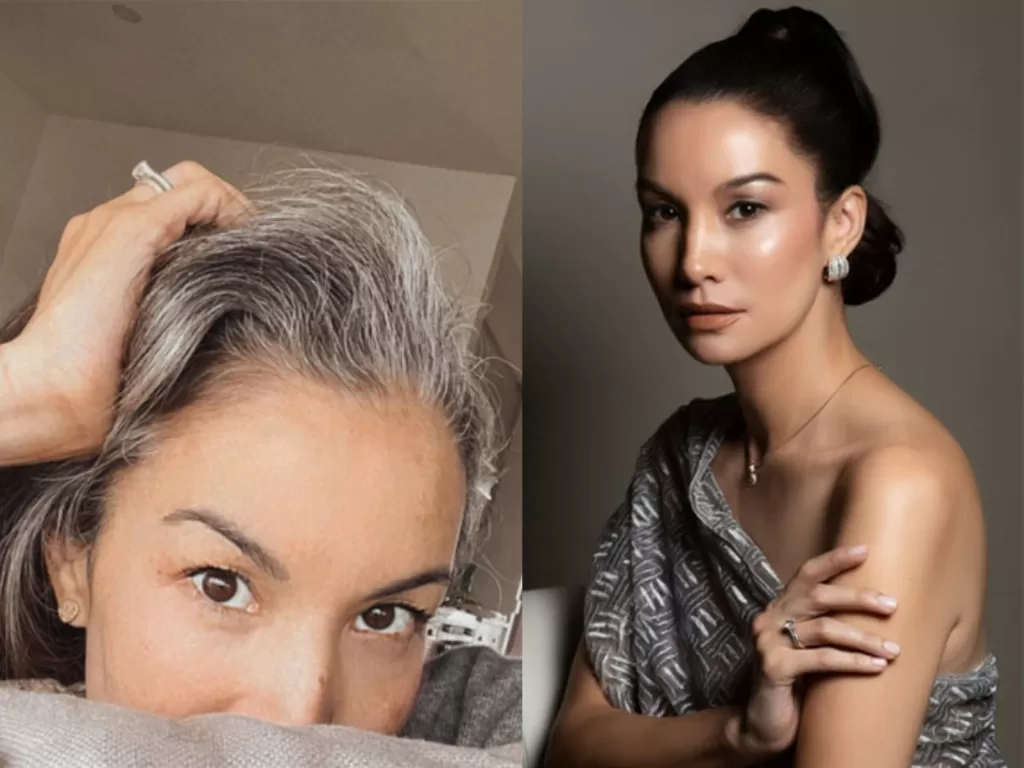 Nadya Hutagalung model internasional, rambutnya kini telah memutih. (Instagram/NadyaHutagalung)