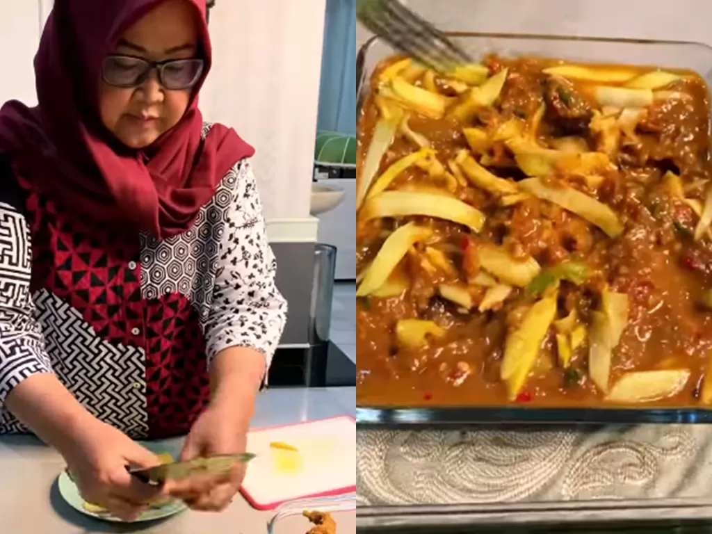 Ade Yasin saat meracik sambal mangga untuk disantap dengan bebek goreng. (Instagram/@ademunawarohyasin)