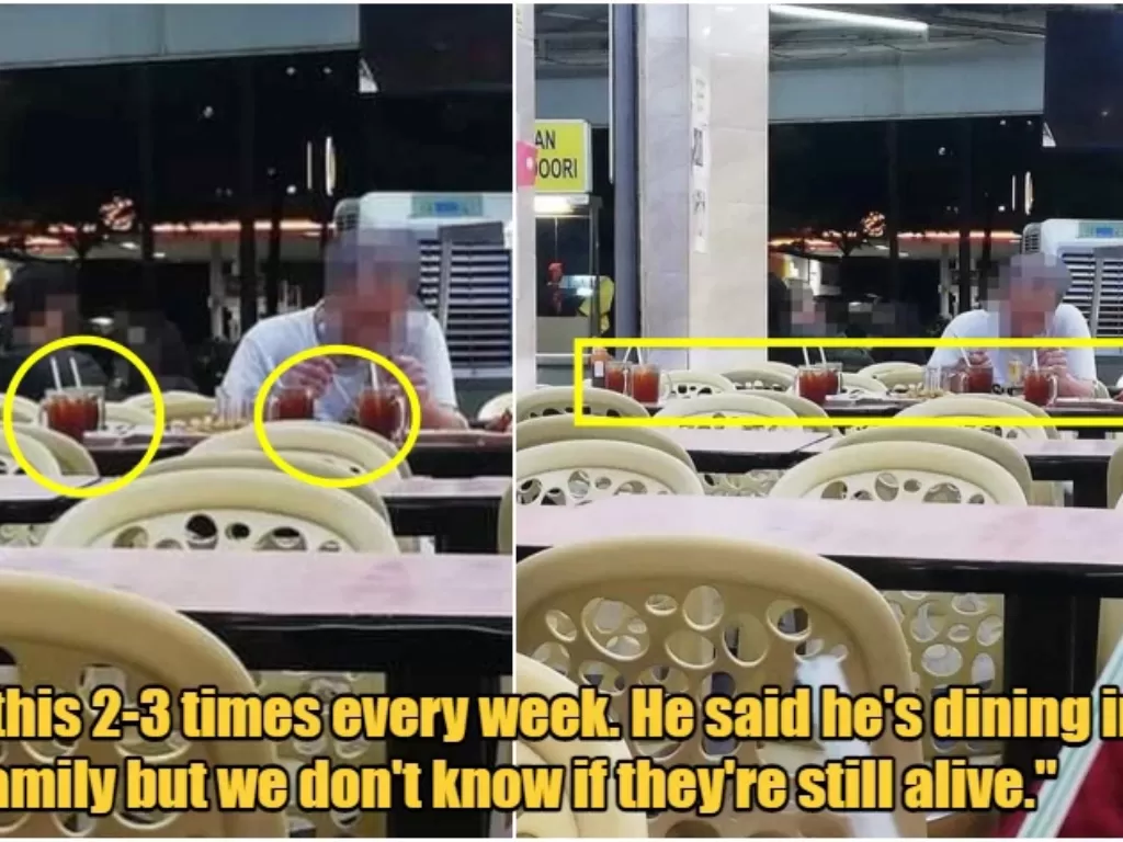 Pria tua memesan makanan untuk 8 orang, namun makan sendirian. (Facebook/ZAYAN)