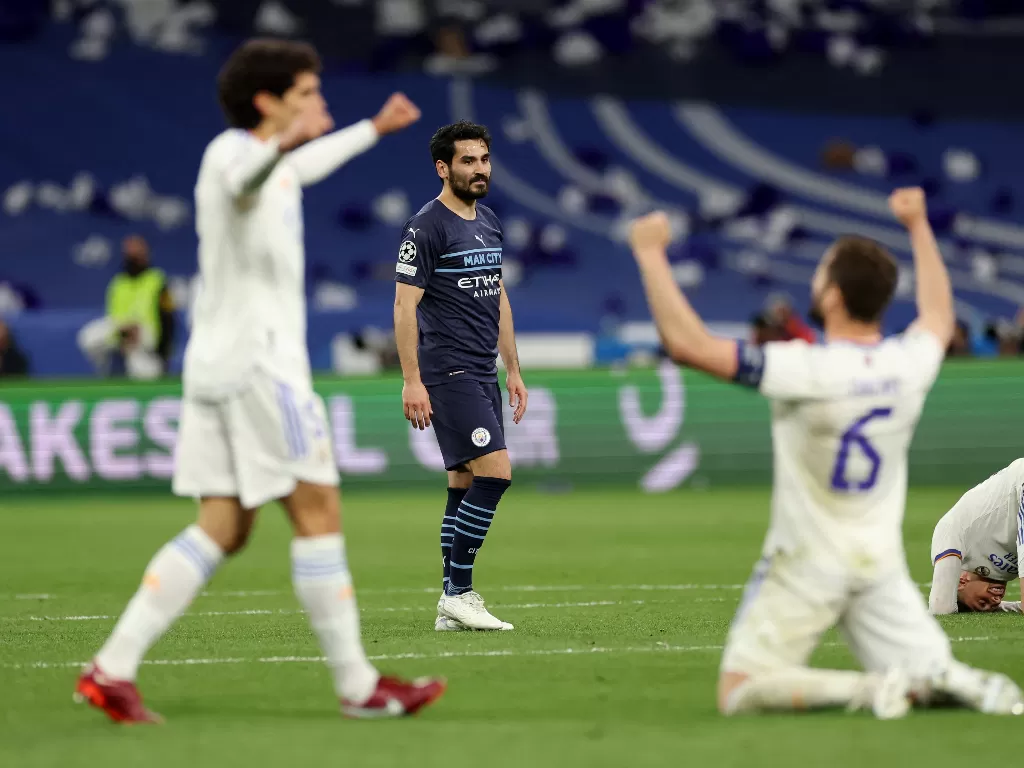 Manchester City kalah dari Real Madrid di semifinal Liga Champions 2022. (REUTERS/Carl Recine)