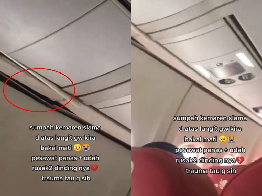 Pesawat Lion Air yang mengalami mati AC (TikTok/akunlamadihack05)