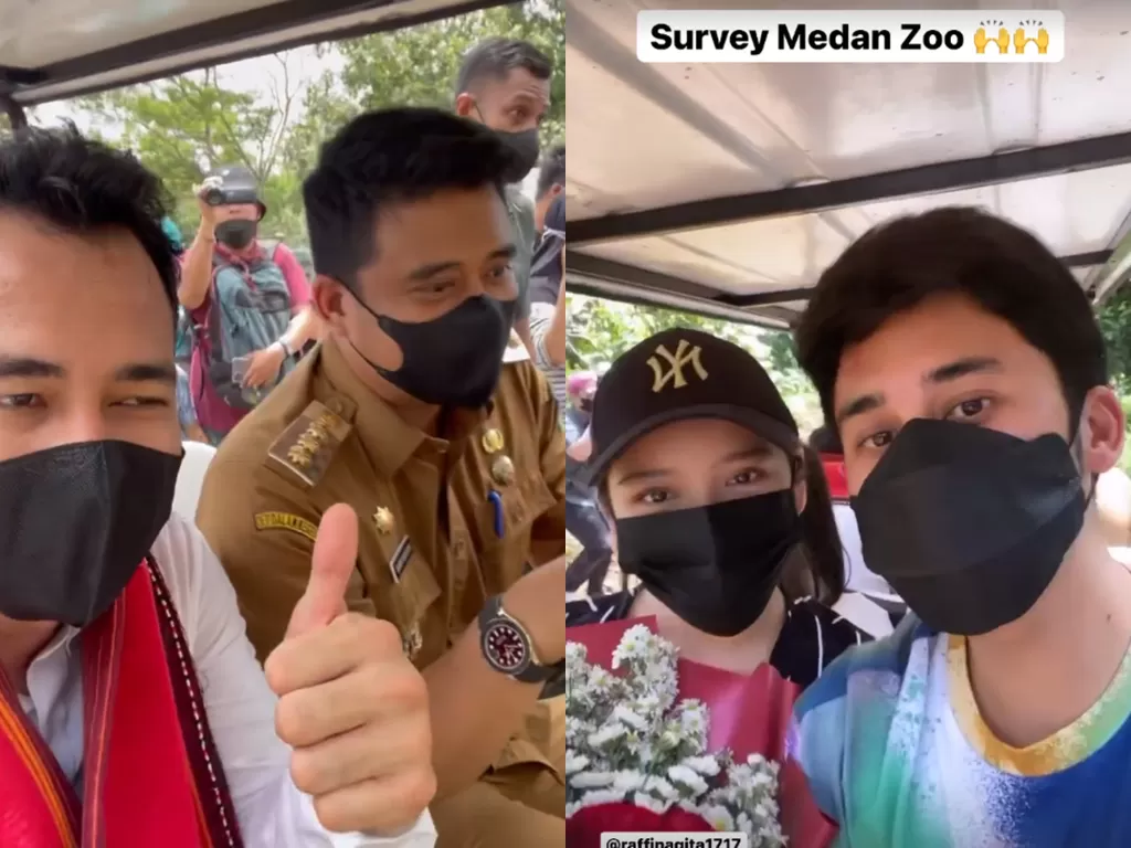 Raffi Ahmad dan rombongan saat di Medan Zoo (Instagram/raffinagita1717/alshadahmad).