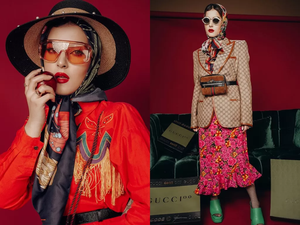 Tasya Farasya ikut tren Gucci Model Challenge. (Instagram/tasyafarasya)