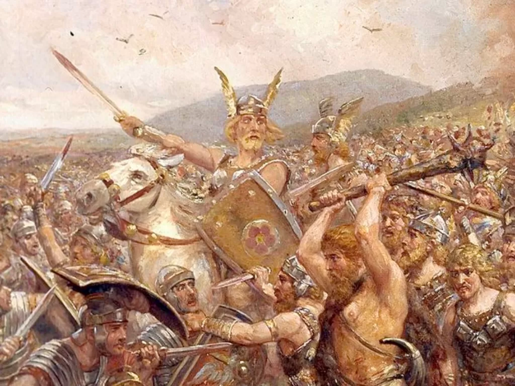 Ilustrasi peperangan Romawi dengan Suku Barbar. (Wikimedia)