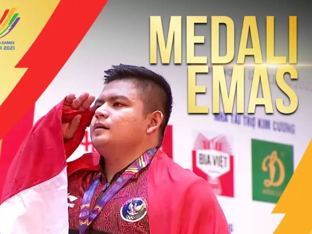 Zul Ilmi meraih emas angkat besi di SEA Games 2021. (Instagram @kemenpora) 