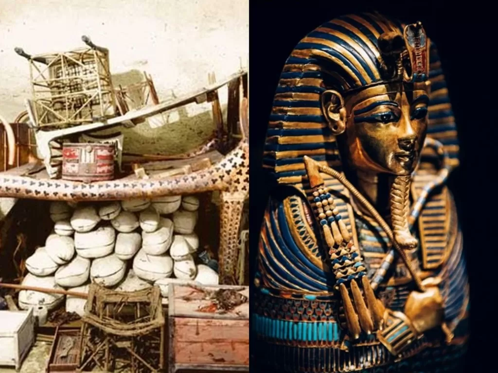 Kiri: Bekal Makanan Firaun yang sudah meninggal. (History) Kanan: Ilustrasi firaun Mesir kuno. (Rhakotis.com)