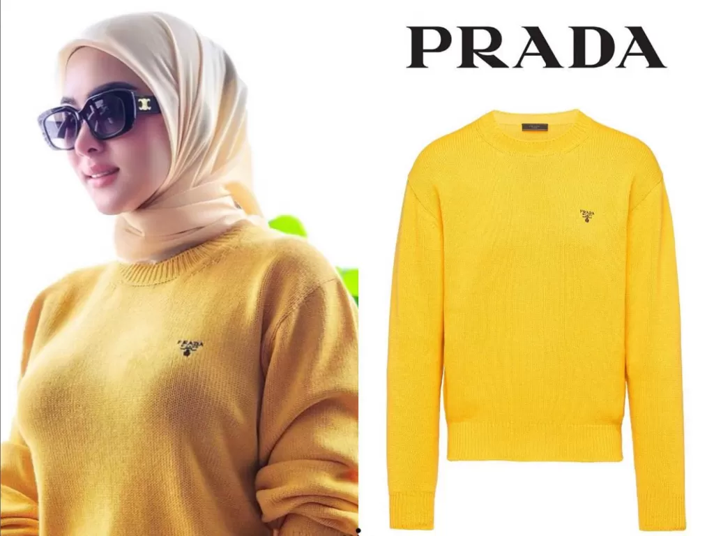 Sweater PRADA Syahrini (Instagram/@fashionsyahrini2)