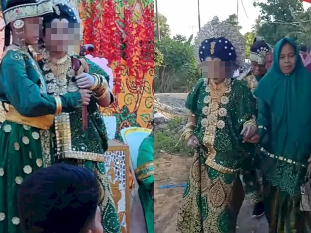 Bocah SMP yang menikah karena dijodohkan (Facebook/Makassarhitskekinian).