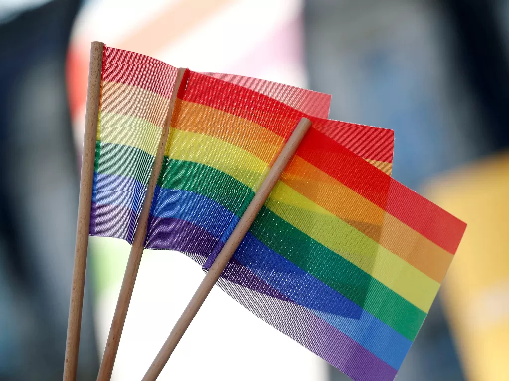 Bendera pelangi simbol komunitas LGBT. (REUTERS/Regis Duvignau)