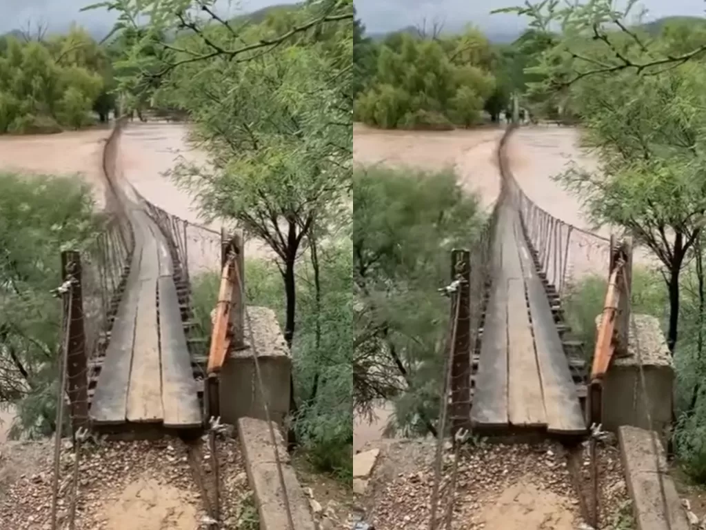 Jembatan gantung yang terus bergoyang (Youtube/Prisma Soe)