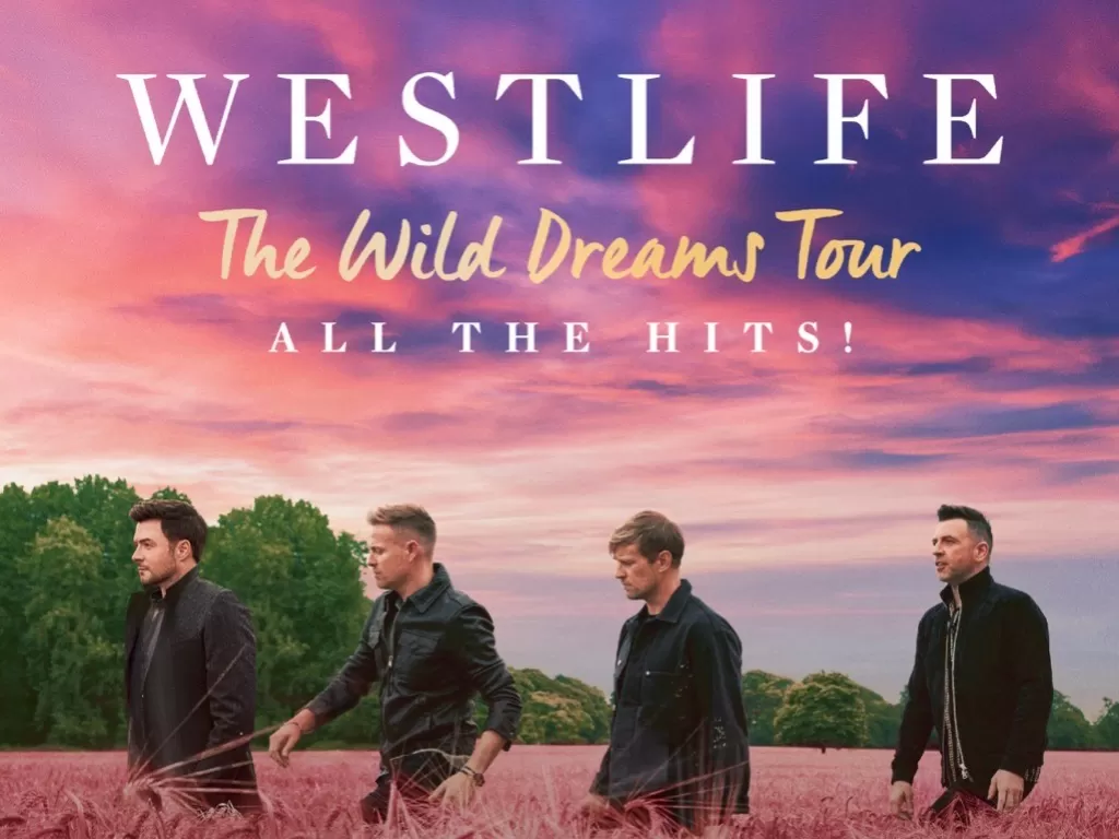 Poster konser Westlife yang bertajuk The Wild Dreams Tour - All The Hits di Jakarta pada Februari 2023 (Istimewa)