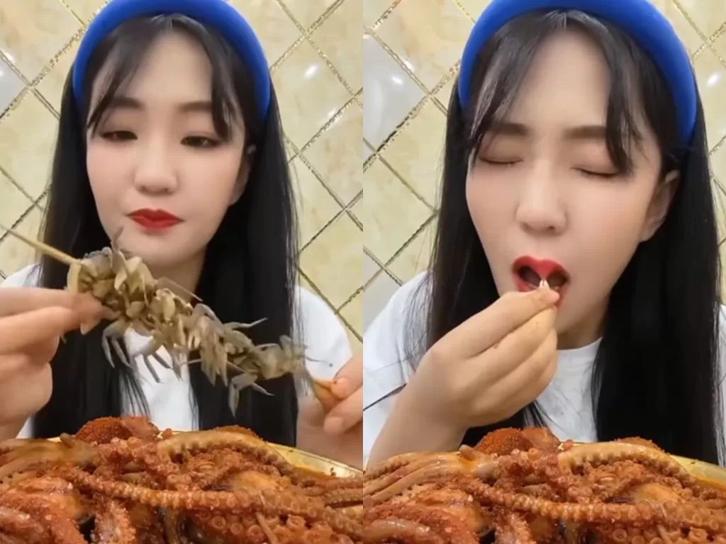 Cewek cantik yang bibirnya dicapit kepiting (Instagram Dalam video yang dilihat Indozone di akun Instagram/say.viideo)
