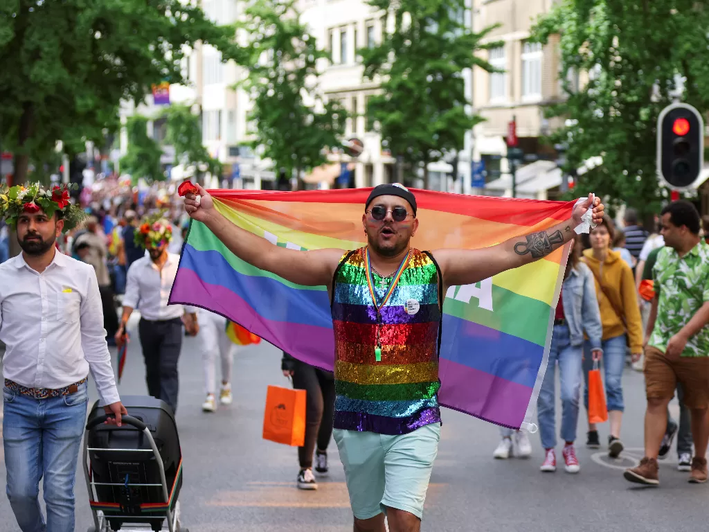Parade LGBT di Brusel, Belgia. (REUTERS/Johanna Geron)