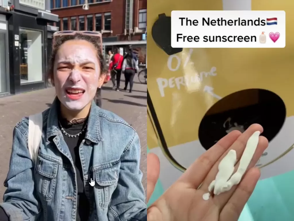 Sunscreen gratis di Belanda. (TikTok/@dermaselle)
