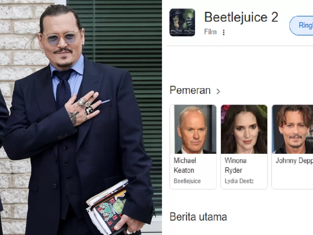 Johnny Depp (REUTERS/Evelyn Hockstein), rumor film Beetlejuice 2 (Tangkapan layar).
