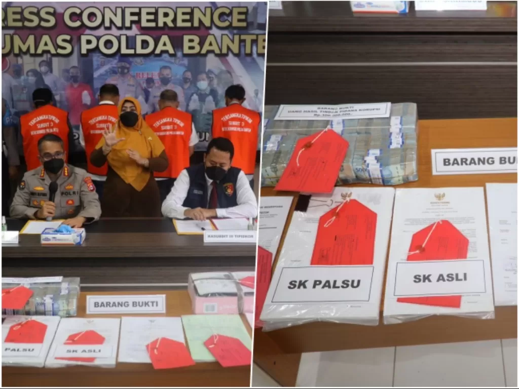 Korupsi pengadaan lahan di Banten melibatkan kades hingga kadis LH. (Dok Humas Polda Banten)