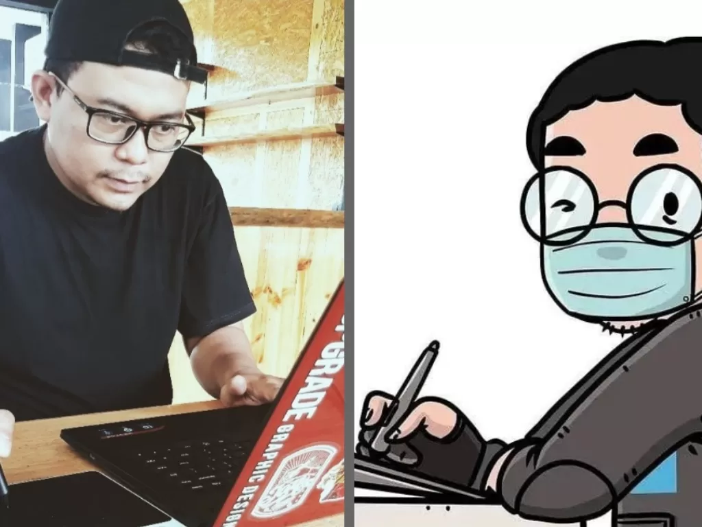 Bang Dhan kartunis viral (Riki Ariyanto/IDZ Creators)