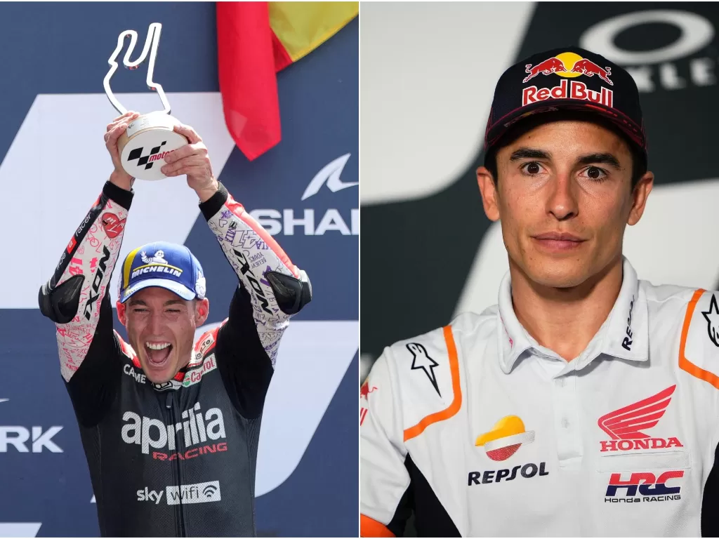 Kiri: Pembalap Aprilia, Aleix Espargaro. Kanan: Pembalap Repsol Honda, Marc Marquez. (marcmarquez93)REUTERS/Pascal Rossignol/Instagram/@