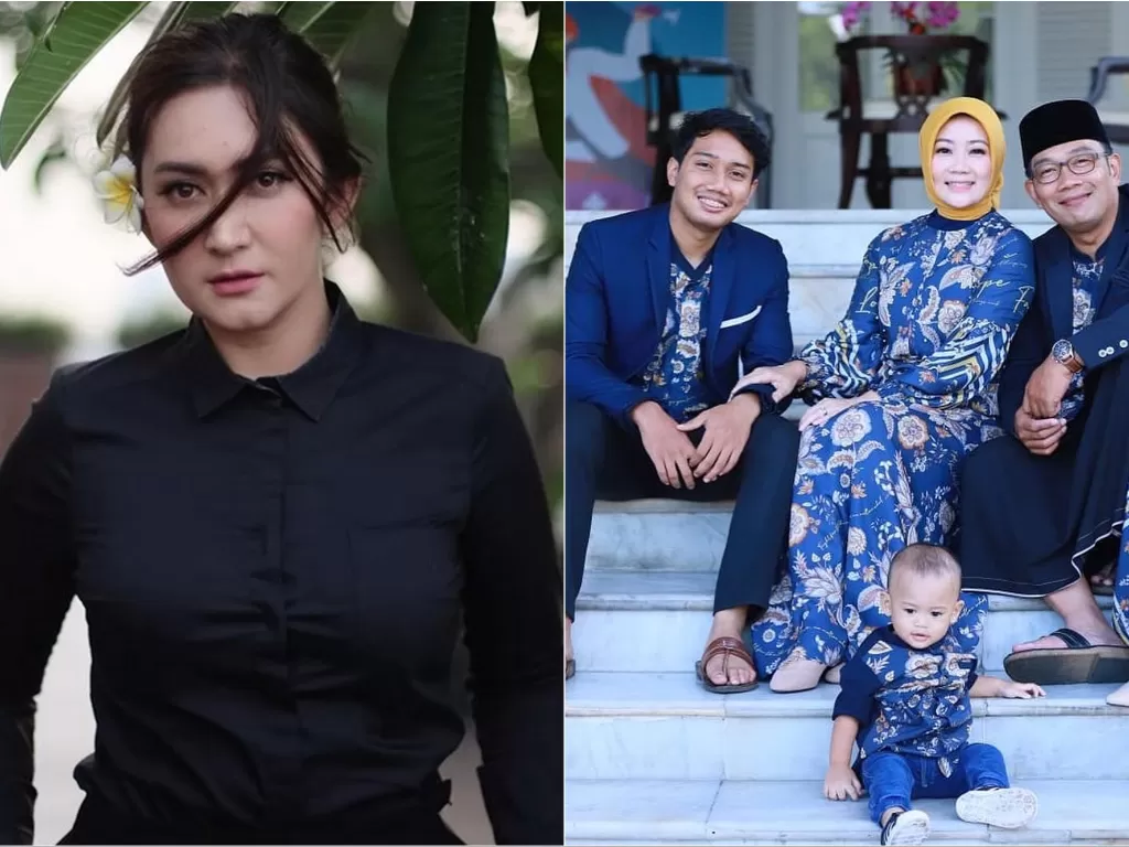 Kiri: Nafa Urbach (Instagram/@nafaurbach) / Kanan: Ridwan Kamil, istri dan Anaknya, Eril (Instagram/@ridwankamil)