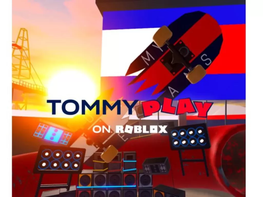 Rumah mode Tommy Hilfiger kini turut memperluas kehadirannya di jagat maya melalui game online Roblox dengan meluncurkan “Tommy Play”. (WWD/ScreenShot Tommy Play)