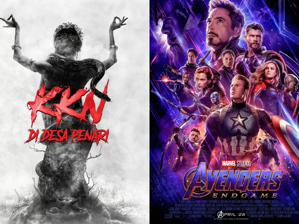 Poster dua film terlaris di Indonesia, KKN di Desa Penari dan Avengers: Endgame (Istimewa)