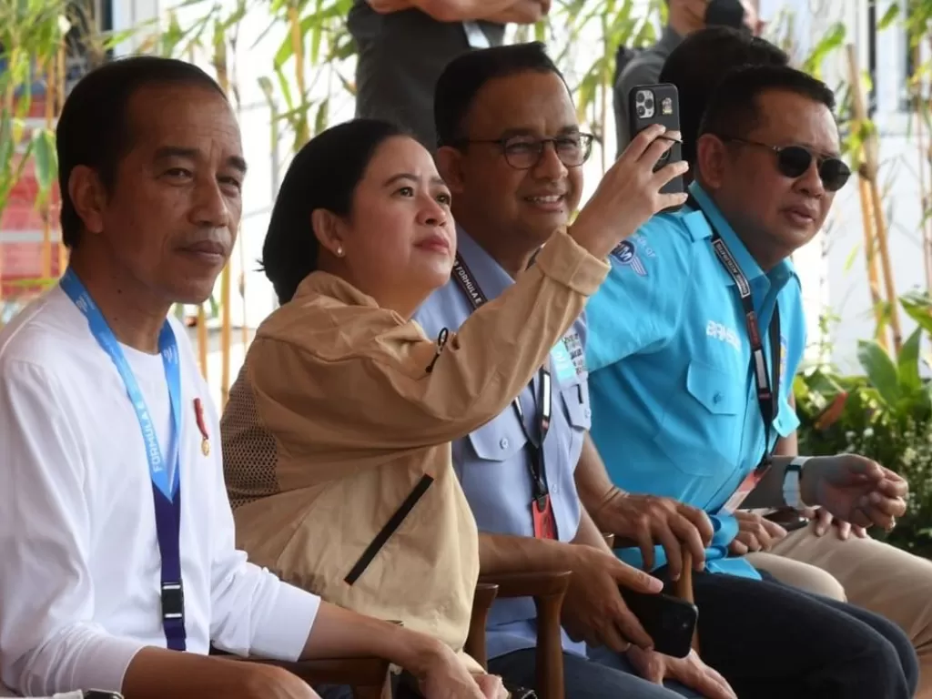 Dari kiri ke kanan: Presiden Jokowi, Puan Maharani, Anies Baswedan, Bambang Soesatyo. (Instagram/@puanmaharaniri)
