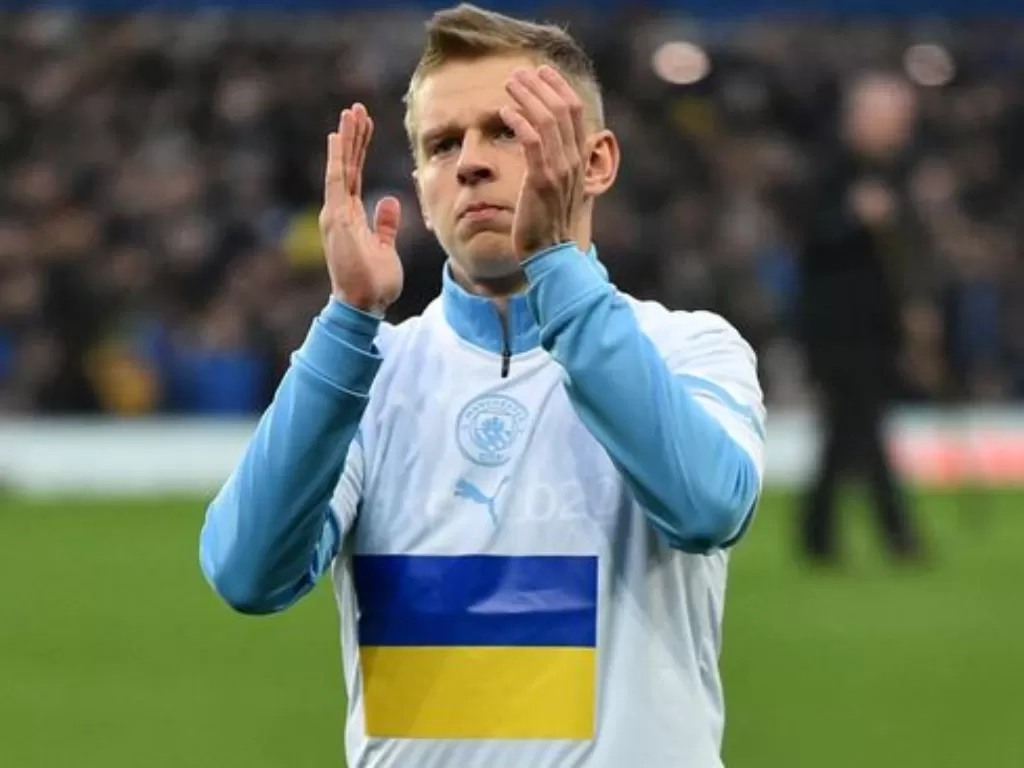 Meski Ukraina kalah dari wales dan gagal berpartisipasi di Piala Dunia, Oleksandr Zinchenko berharap emosinya tetap tersampaikan.(REUTER/PETER POWELL)