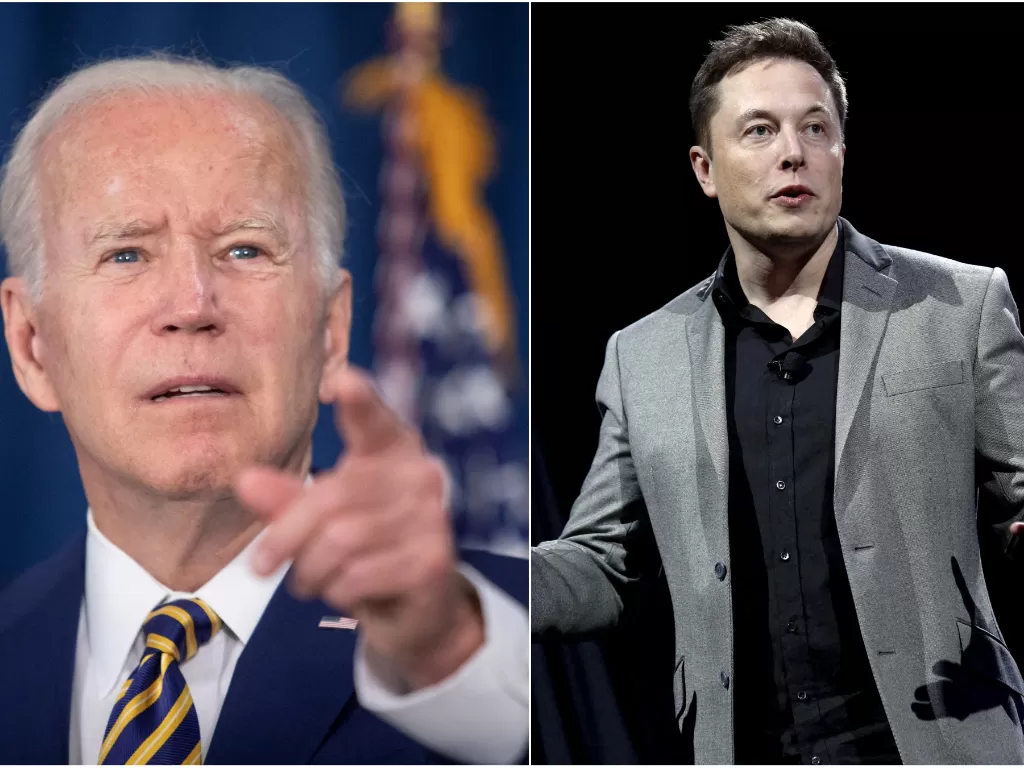 Kiri: Presiden AS, Joe Biden. Kanan: CEO SpaceX, Elon Musk. (REUTERS/Tom Brenner/Patrick T. Fallon)