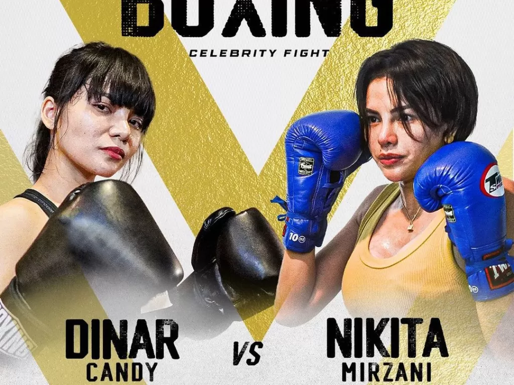 Banner pertandingan tinju Dinar Candy vs Nikita Mirzani (Instagram/@holywingssportshow)