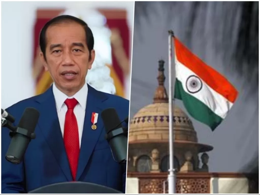 Presiden Jokowi (Dok. Setkab) dan Bendera India. (REUTERS)