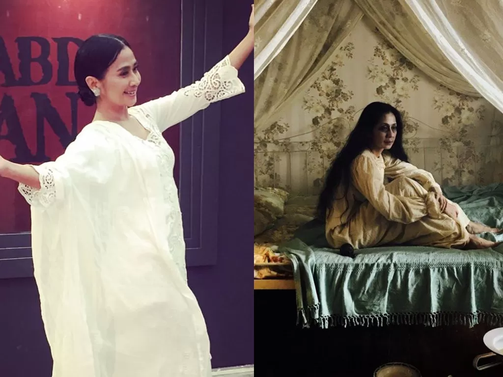 Kiri: Ayu Laksmi (Instagram/ayulaksmibali) | Kanan: Ayu Laksmi dalam perannya sebagai Ibu di Pengabdi Setan (Istimewa)