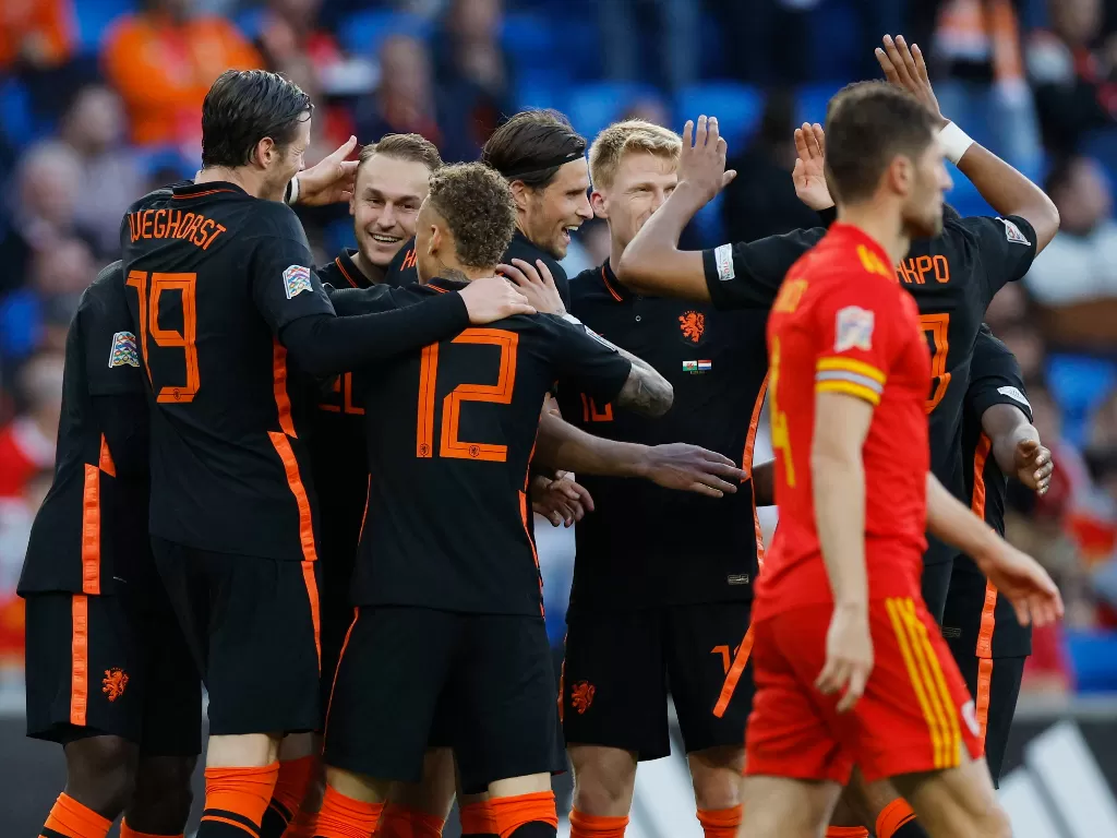 Wales vs Belanda di UEFA Nations League 2022. (REUTERS/Peter Cziborra)