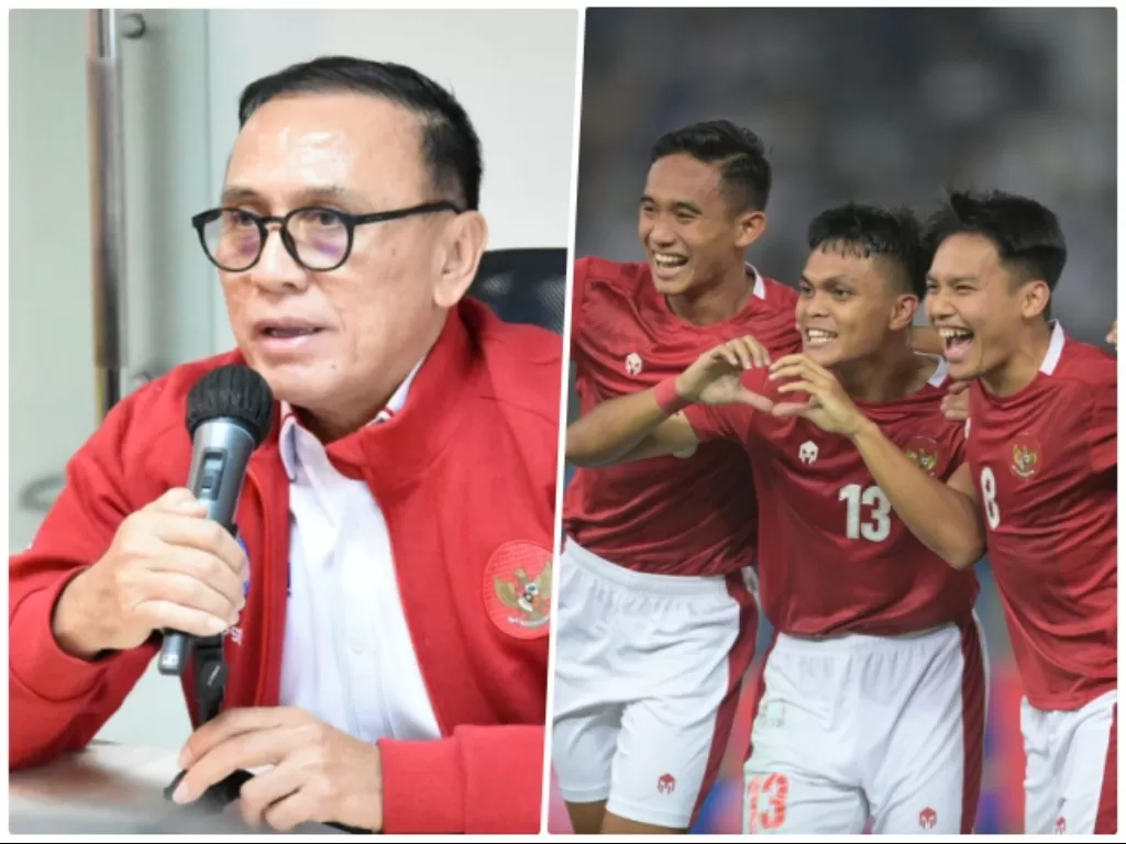 Kolase Ketum PSSI Mochamad Iriawan dan Rahmat Irianto merayakan gol ke gawang Kuwait di Kualifikasi Piala Asia 2023. (Dok. PSSI)