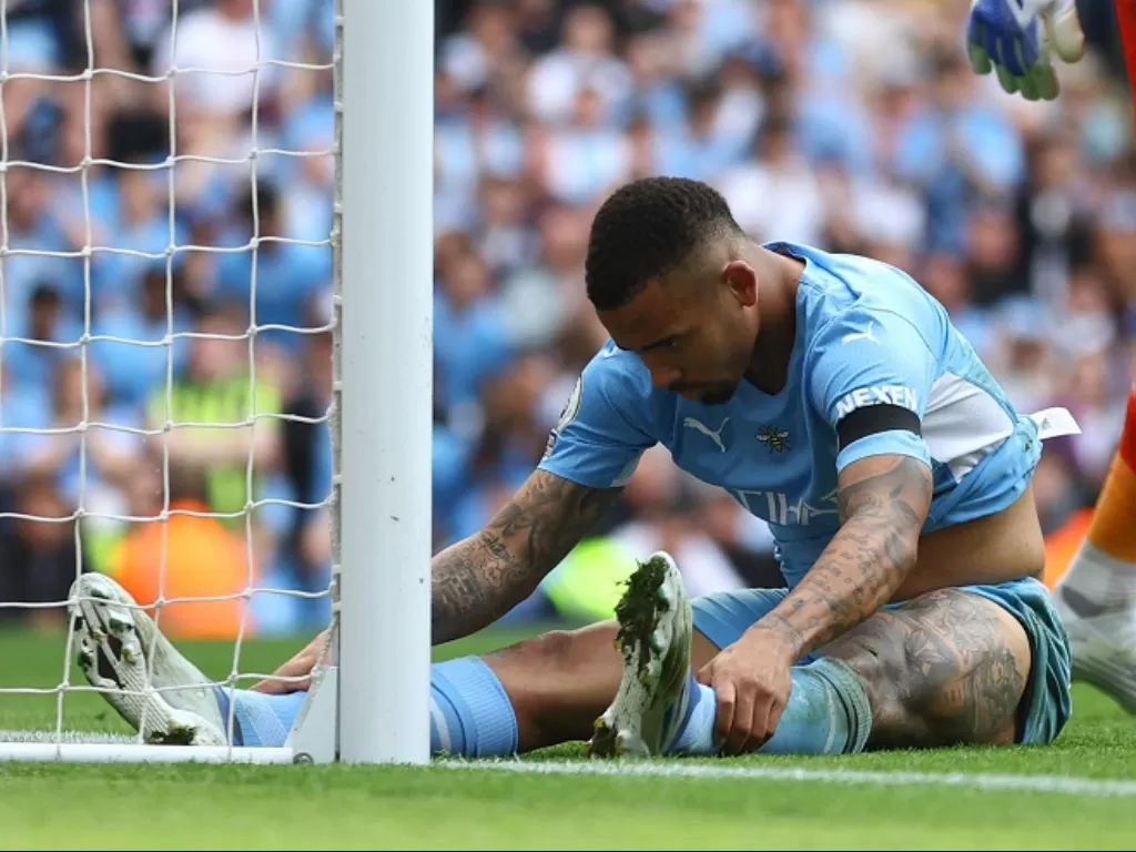 Penyerang Manchester City Gabriel Jesus kabarnya diincar Arsenal. (REUTERS/Hannah Mckay)