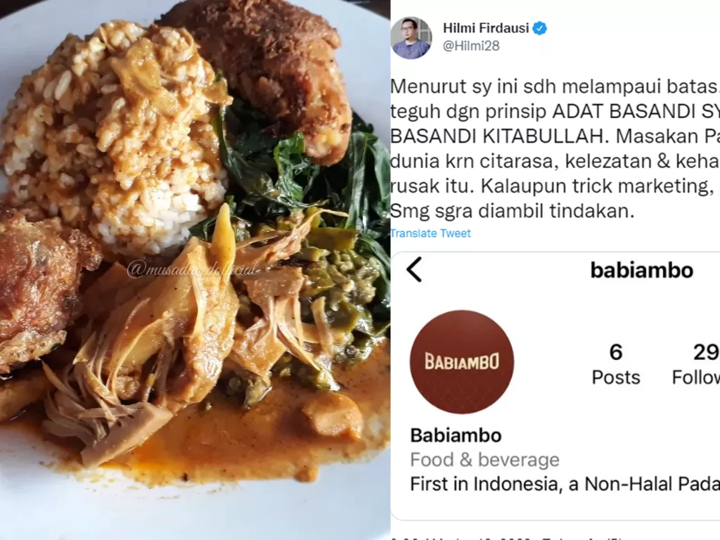 Restoran nasi padang non halal (Twitter/Hilmi Firdausi)