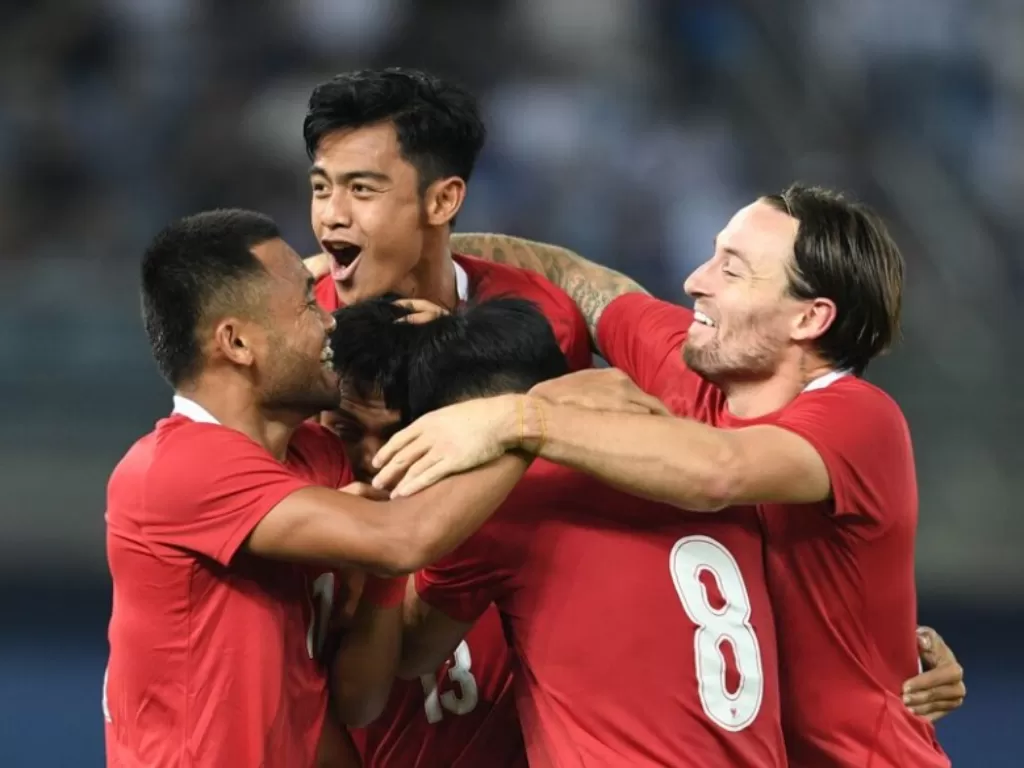 Para pemain Timnas Indonesia merayakan kemenangan mereka atas Kuwait. (Instagram/@pssi)