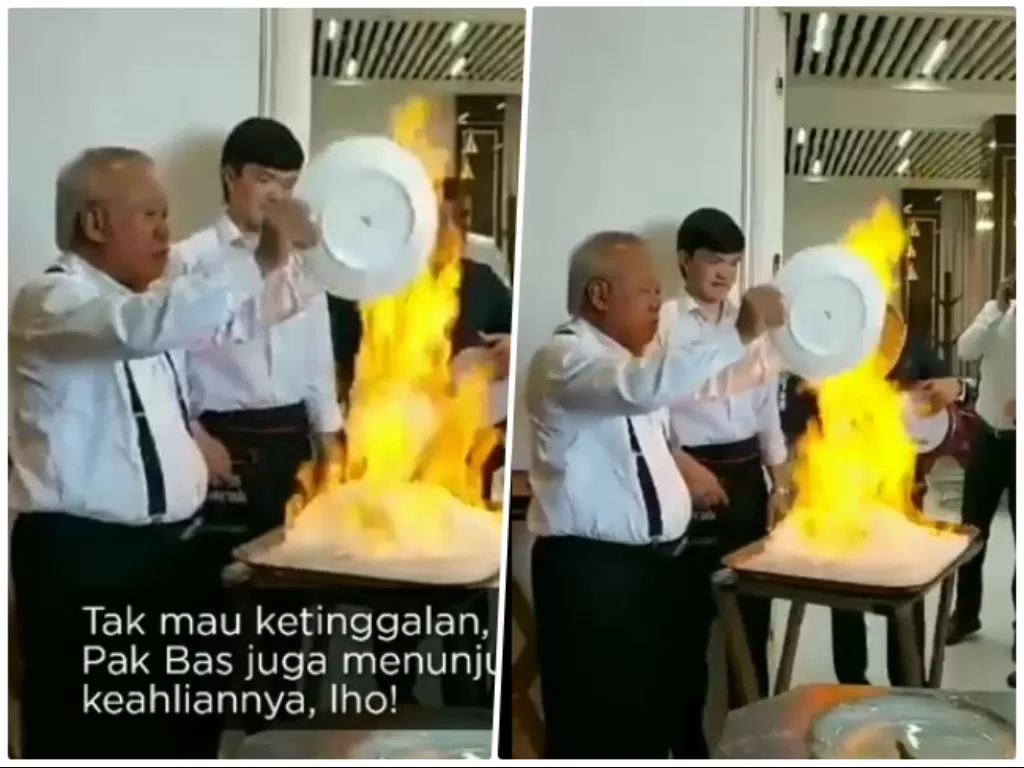 Basuki Hadimuljono jadi pengendali api. (Instagram/@Kemenpupr)11