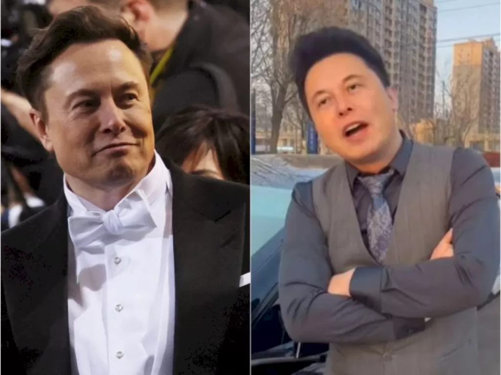 Kiri: Elon Musk, Kanan: Yilong Musk, TikToker mengaku sebagai saudara kembar Elon Musk. (REUTERS/Brendan Mcdermid/TikTok)