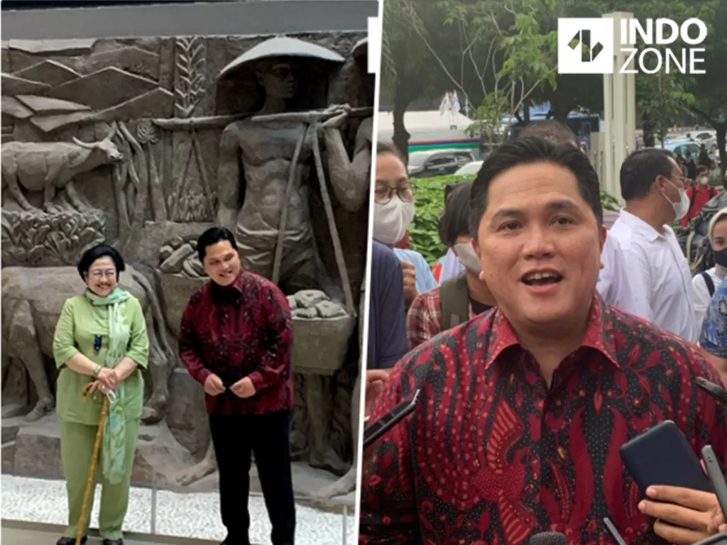 Kolase Megawati Soekarnoputri dan Erick Thohir. (INDOZONE/Harits Tryan)