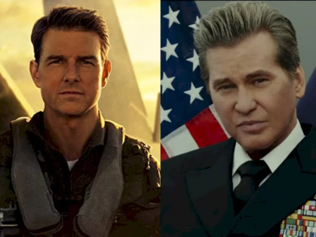 Tom Cruise 'Maverick' dan Van Kilmer 'Iceman' dalam Top Gun: Maverick (Istimewa)