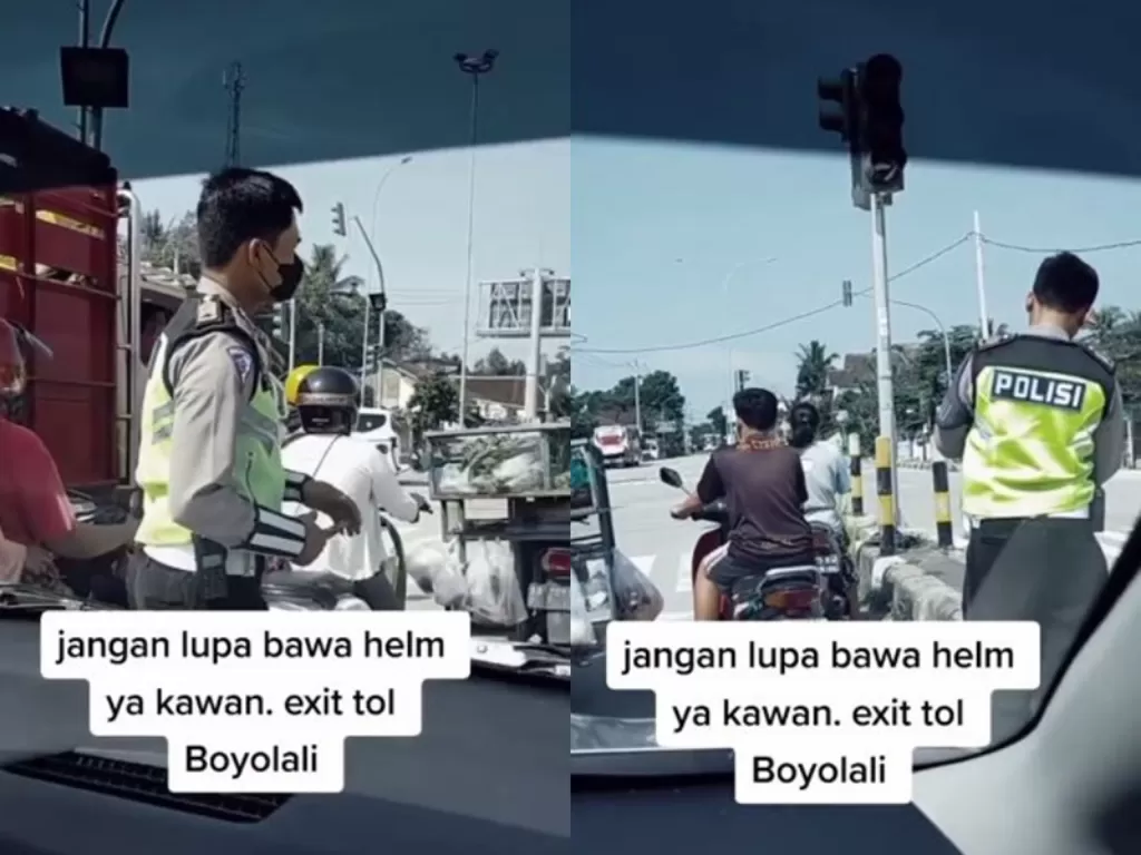 Polisi Menilang Pengendara Motor dengan Memotret Plat Kendaraan. (Instagram/@say.viideo)
