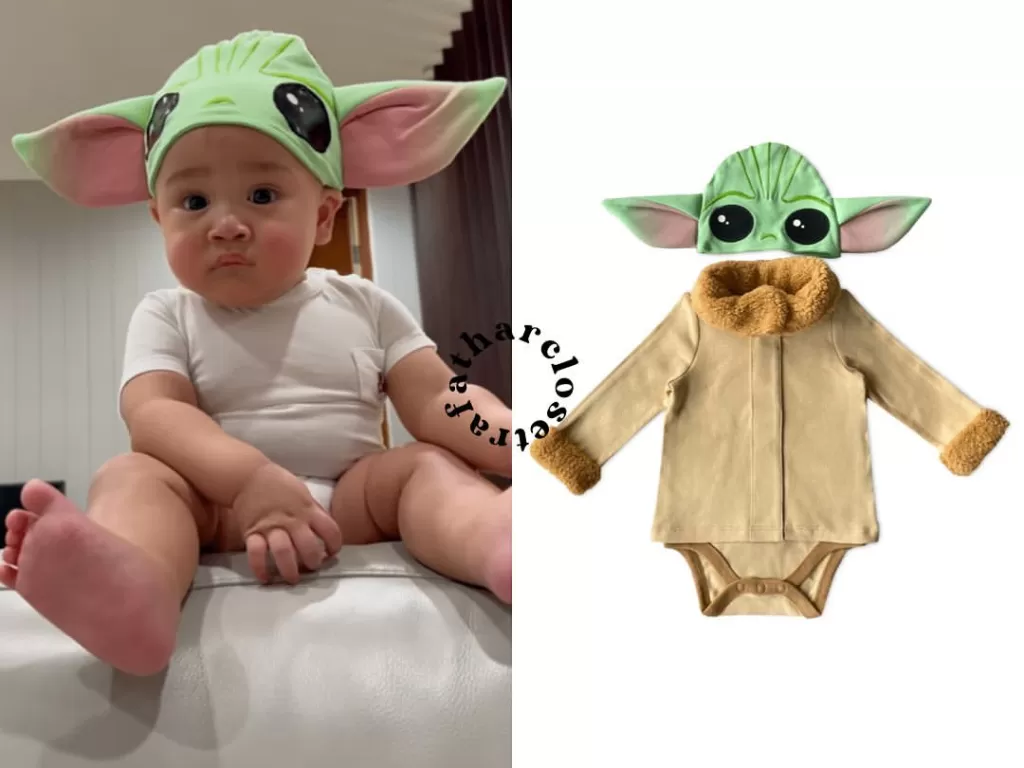 Rayyanza gemas pakai kostum Baby Yoda (Instagram/rafatharcloset)