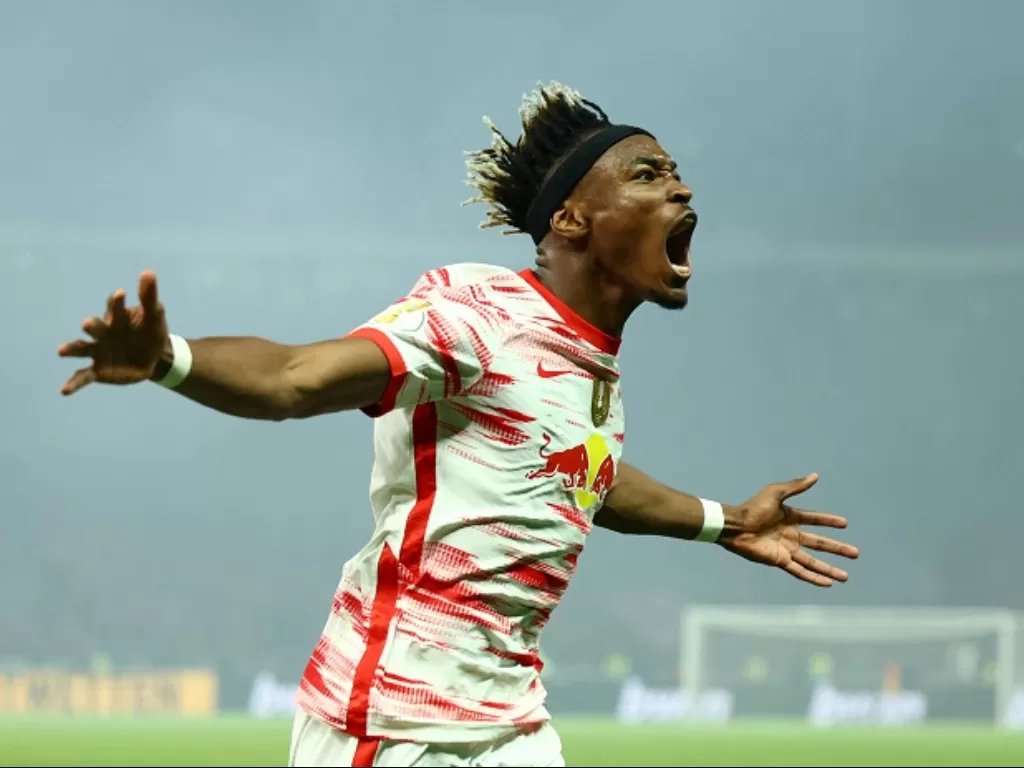 Bintang RB Leipzig Christopher Nkunku batal gabung Man United. (REUTERS/Lisi Niesner)