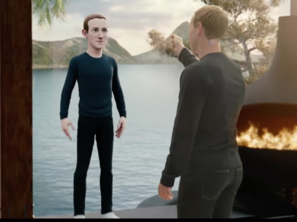 Tampilan avatar dari pendiri Facebook (Meta) Mark Zuckerberg dalam dunia Metaverse. (Yahoo Finance)