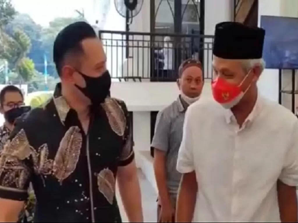 Ketum Partai Demokrat Agus Harimurti Yudhoyono (AHY) bertemu dengan Gubernur Jawa Tengah Ganjar Pranowo. (Ist)