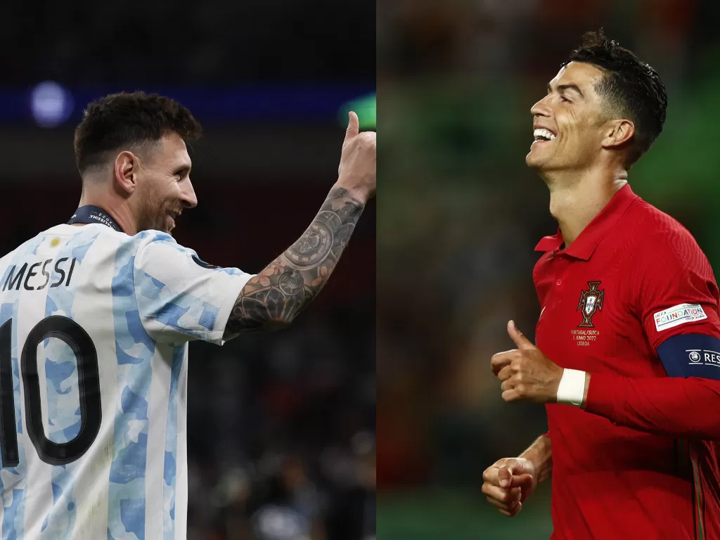 Lionel Messi (kiri), Cristiano Ronaldo (kanan). (REUTERS/Andrew Couldridge/Pedro Nunes)
