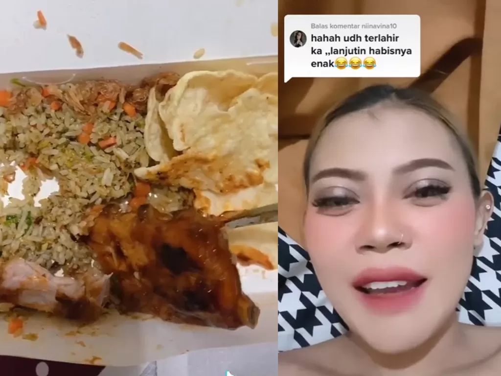 Wanita muslim yang gak sengaja makan daging babi (TikTok/@rinrinoin)