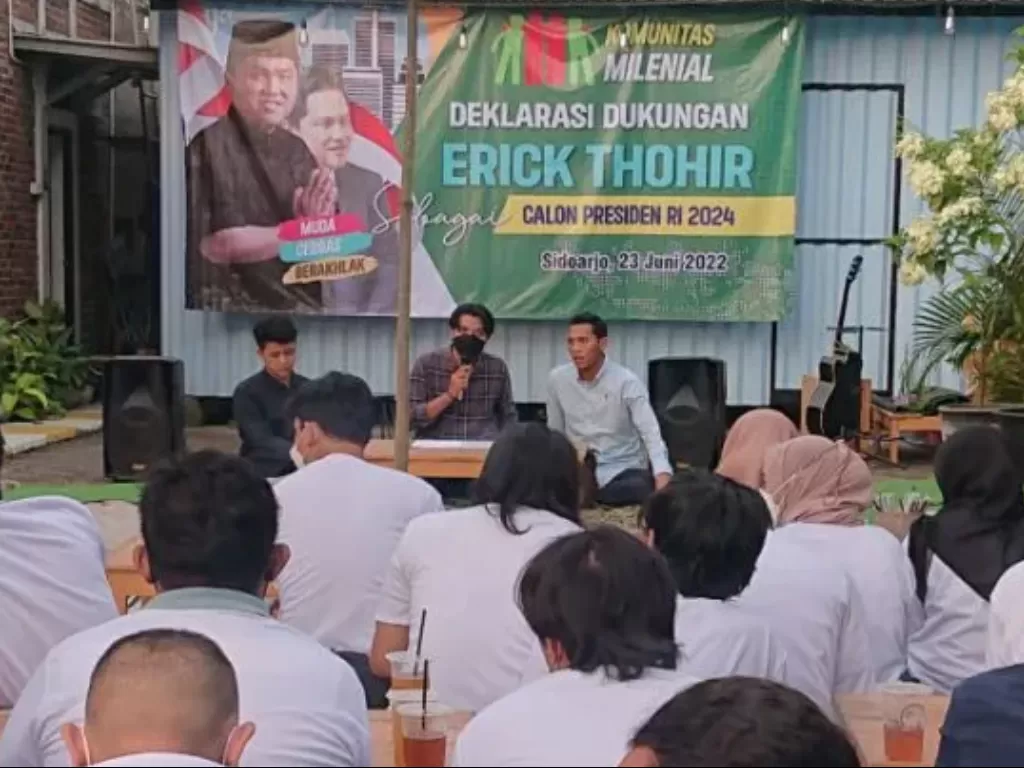  Milenial Sidoarjo deklarasi dukung Erick Thohir maju dalam Pemilihan Presiden 2024 (ANTARA Jatim/HO-PN)